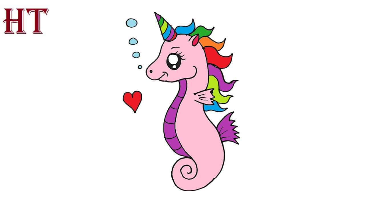 How to draw a seahorse step by step