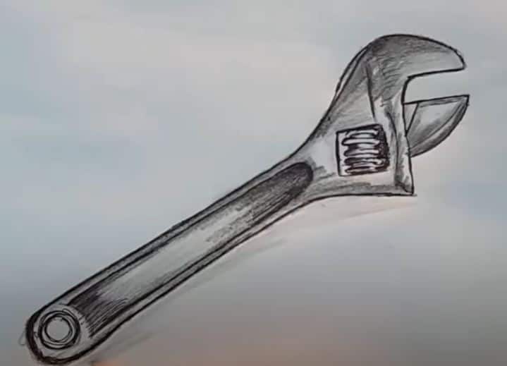 How to Draw a Wrench with Pencil