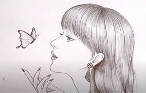 How to draw A Girl with Butterfly