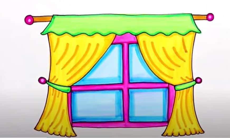 How to Draw Curtains Step by Step