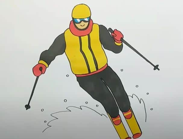 How to Draw a Skier Step by Step