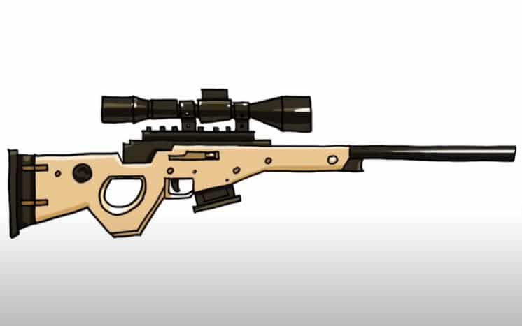 How to Draw a Sniper Rifle Step by Step