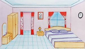 How to draw a Bedroom Easy Step by Step
