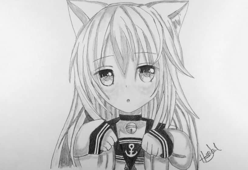 How to draw anime Neko Step by Step