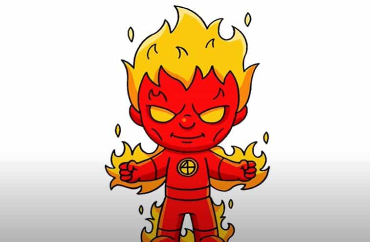 How To Draw Human Torch Step by Step