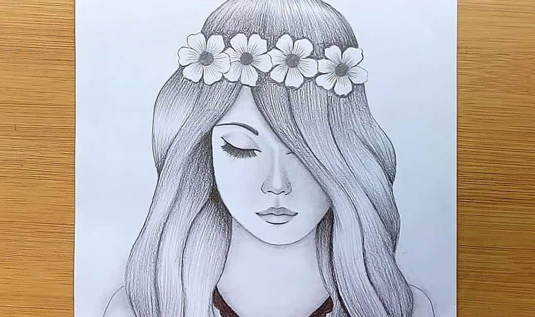 Girl face sketch with pencil || How to draw a girl face Easy