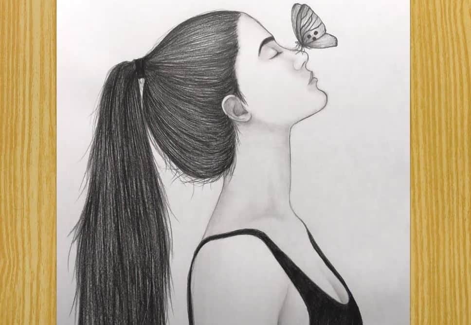 Girl with Butterfly Wings Drawing || Pencil sketch art