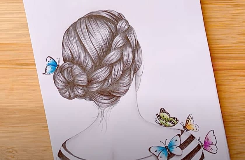 How to draw a girl with butterflies