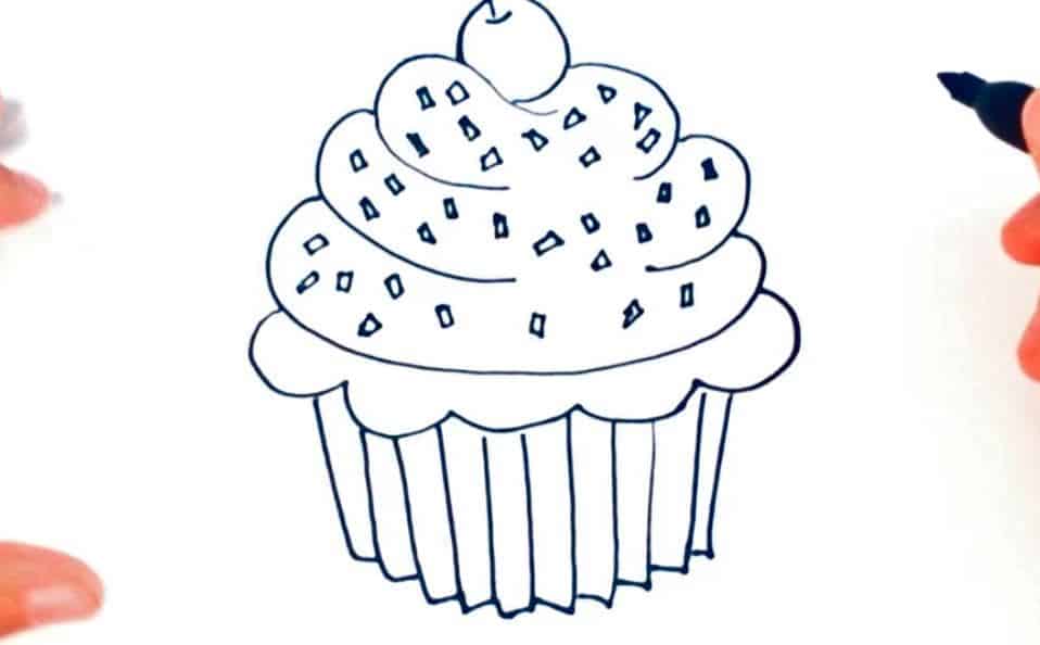 How to draw a muffin step by step