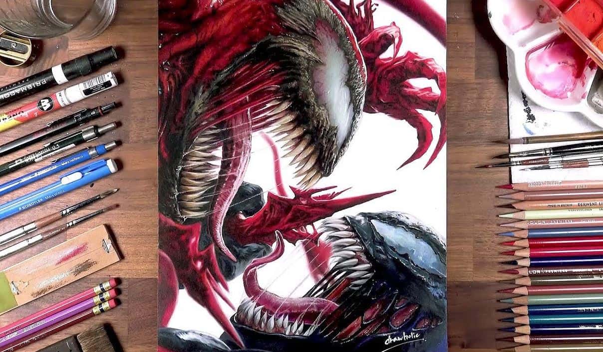 Venom vs Carnage Drawing with Pencil