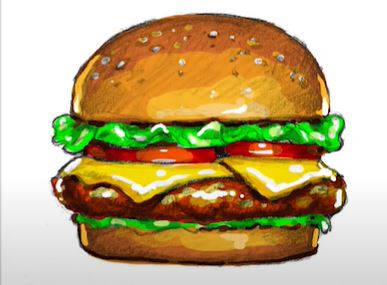 How to draw a hamburger Step by Step