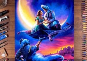 Aladdin Drawing with Colored pencil