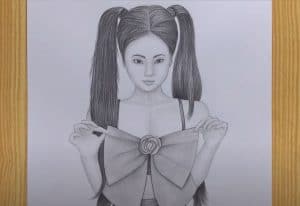 Cute Girl with beautiful Dress Drawing
