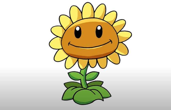 How To Draw Sunflower From Plants Vs Zombies Step by Step