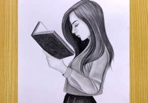 How to draw a girl studying