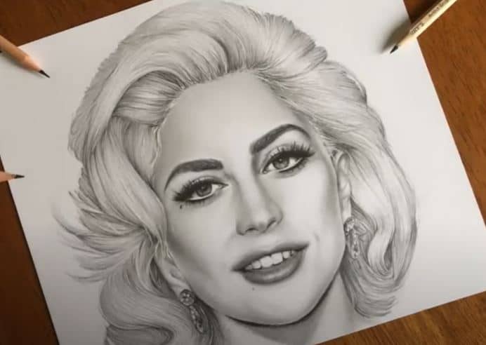Lady gaga drawing with Pencil