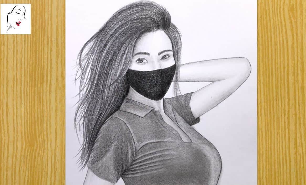 How to draw A Beautiful Girl with Face Mask