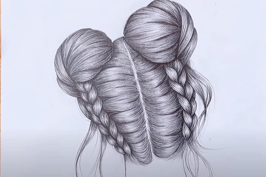 How to draw Girl head with Double Buns Hairstyle