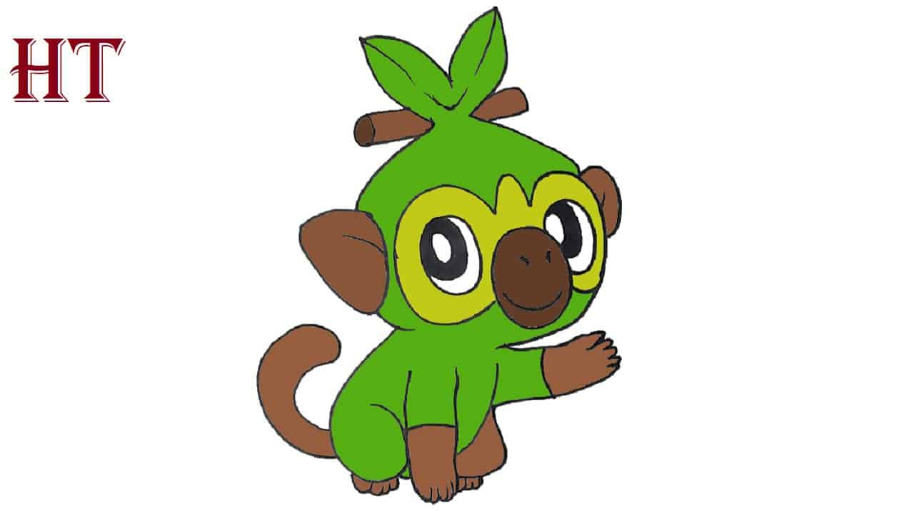 How to draw Grookey from Pokemon Step by Step