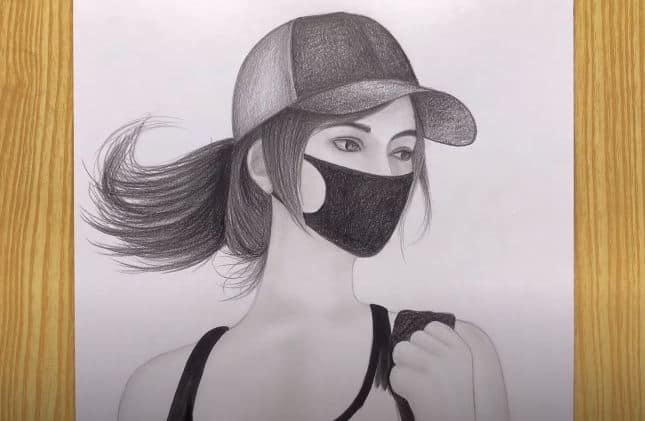How to Draw a Beautiful Girl Face with Mask