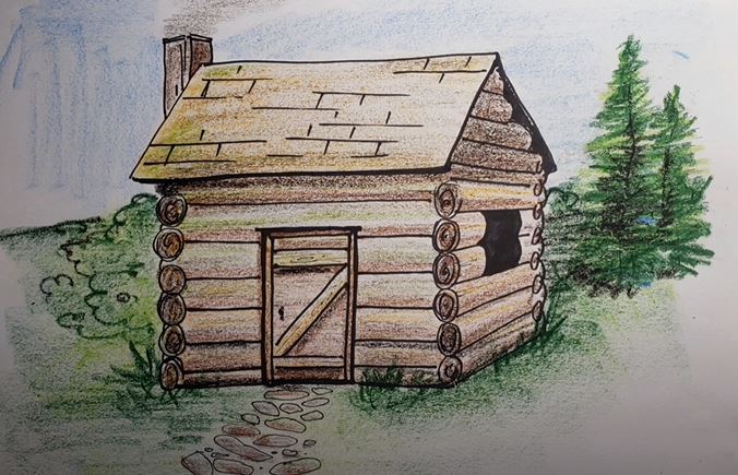 How to Draw a Log Cabin Step by Step