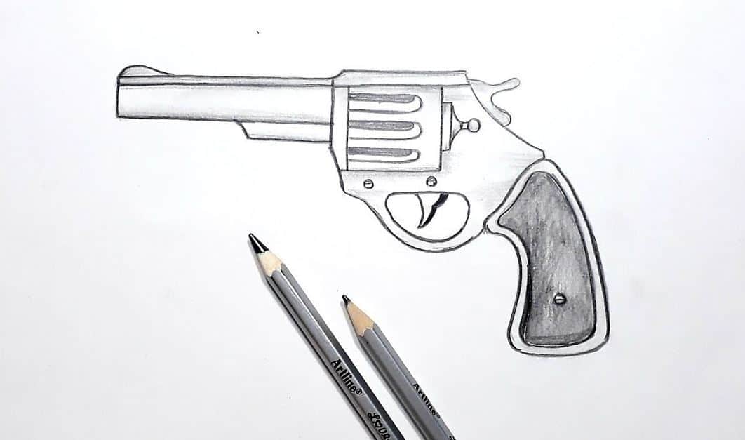 How To Draw A Revolver Gun Step by Step