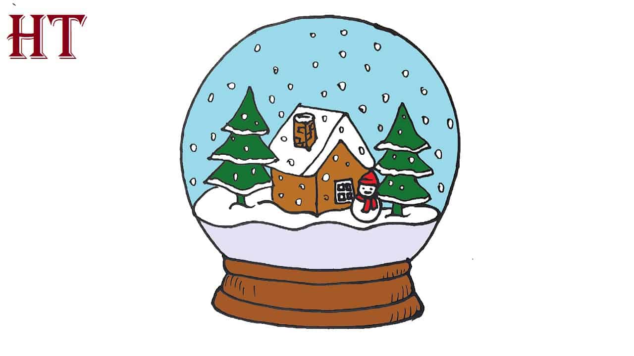 How To Draw A Snow Globe Step by Step