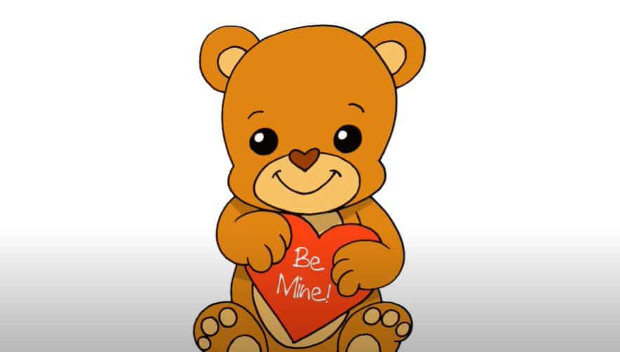 How To Draw A Valentines Bear Step by Step