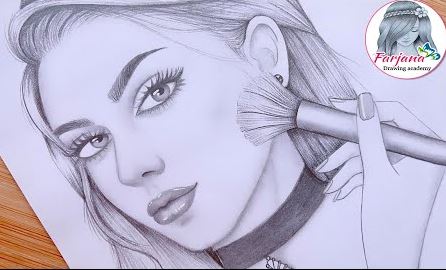 How to draw A Girl doing Makeup || Girl face Drawing