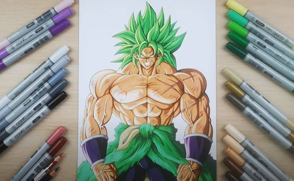How to draw Broly super saiyan from Dragon ball