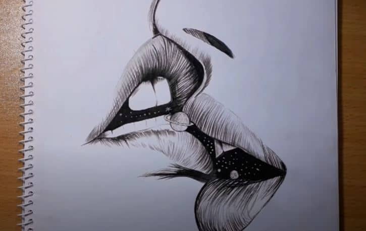 How to draw kissing lips Step by Step