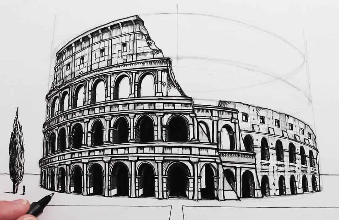 How To Draw The Colosseum Step by Step