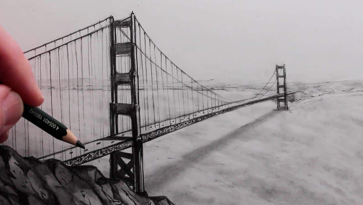 How To Draw The Golden Gate Bridge  Step by Step