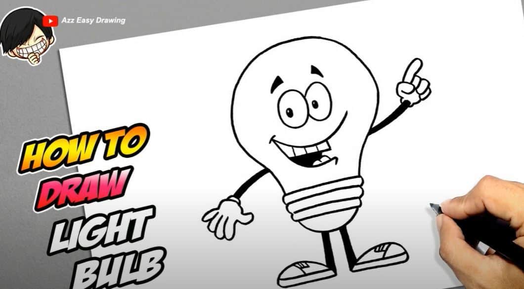 How to Draw A Cartoon Light Bulb Step by Step