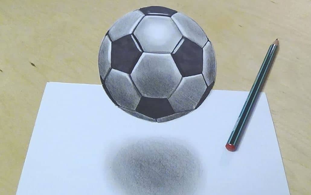 Soccer Football Drawing Step by Step – 3D drawing tutorial