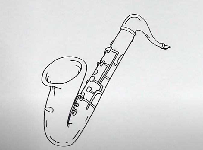 How To Draw A Saxophone Easy Step by Step