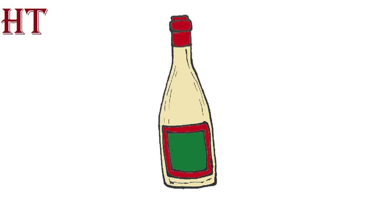 How To Draw A Wine Bottle Step by Step