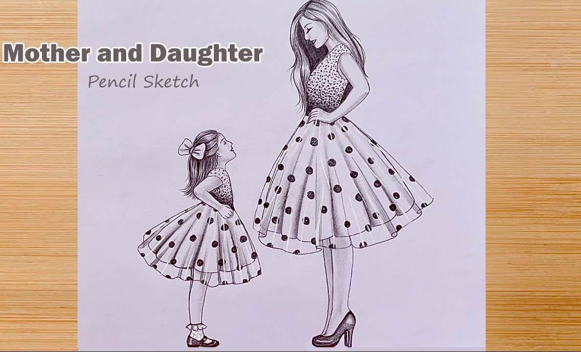 How to draw Mother and daughter || Mother’s Day Drawing