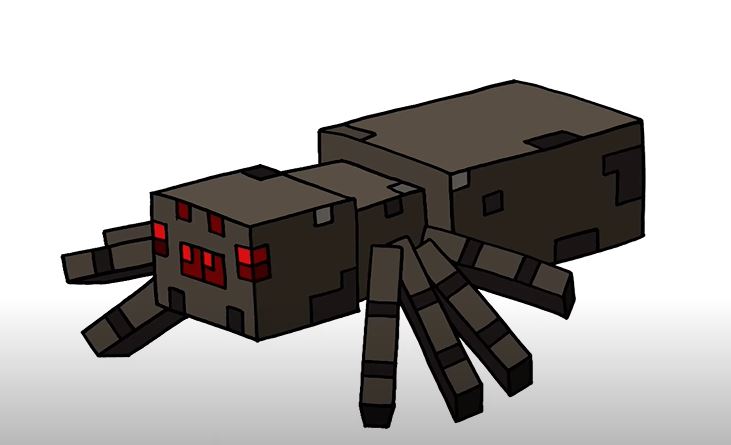How To Draw A Minecraft Spider Step by Step