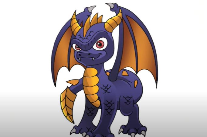 How to Draw Spyro from Skylanders || Dragon Drawing