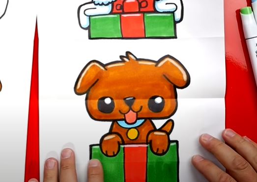 How to Draw a Christmas Puppy Step by Step