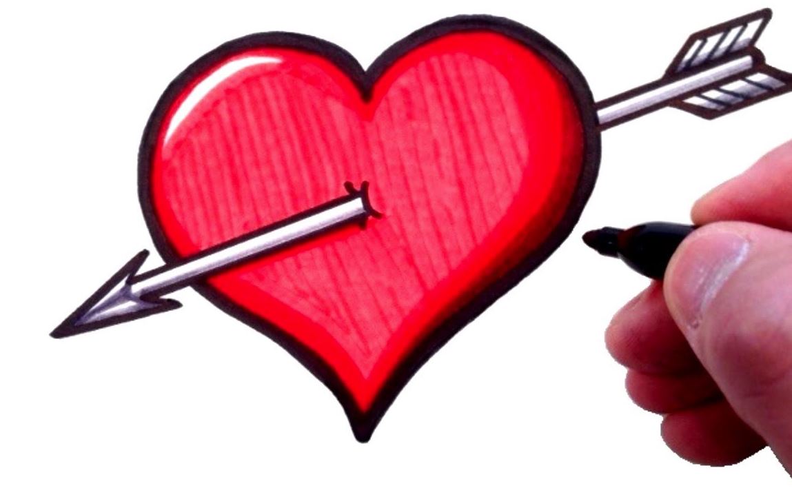 How to Draw a Heart With a Arrow Step by Step