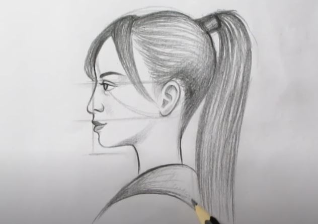 How to draw a Girl face (side view) Step by Step
