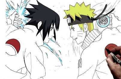 How To Draw Naruto Vs Sasuke Step by Step