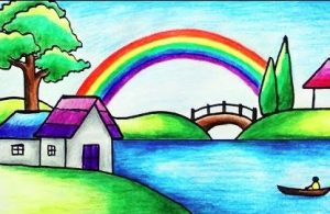 How to Draw Rainbow Scenery with Color Pencils