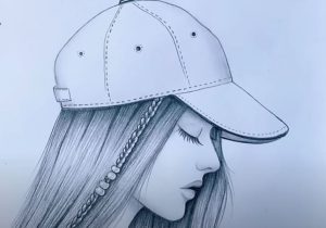 How to draw a girl wearing cap