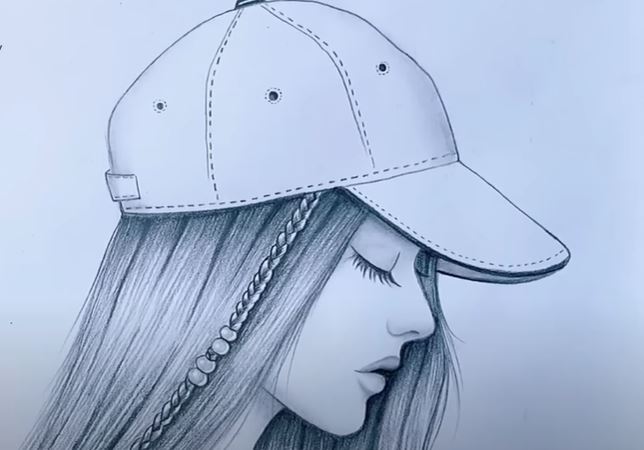 How to draw a girl wearing cap with Pencil