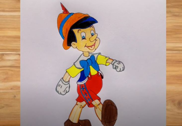 Pinocchio Drawing with color Pencil || How To Draw Pinocchio