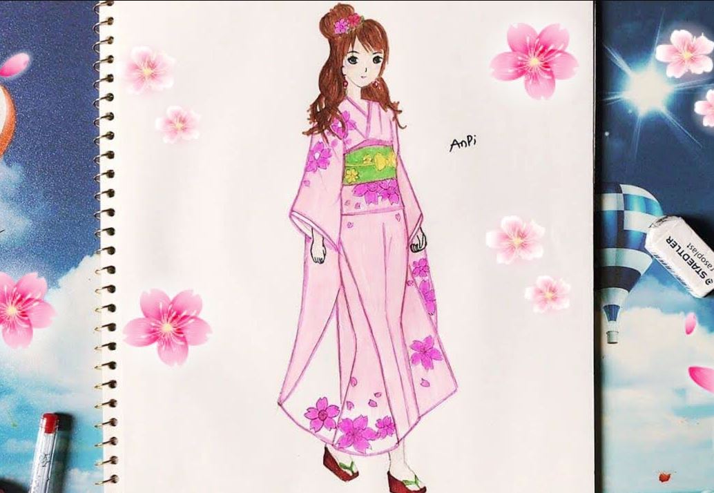 Anime Kimono Drawing Step by Step Tutorial