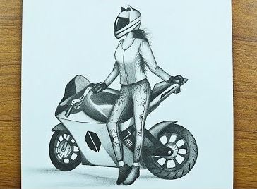 How To Draw A Girl On A Bike Step by Step